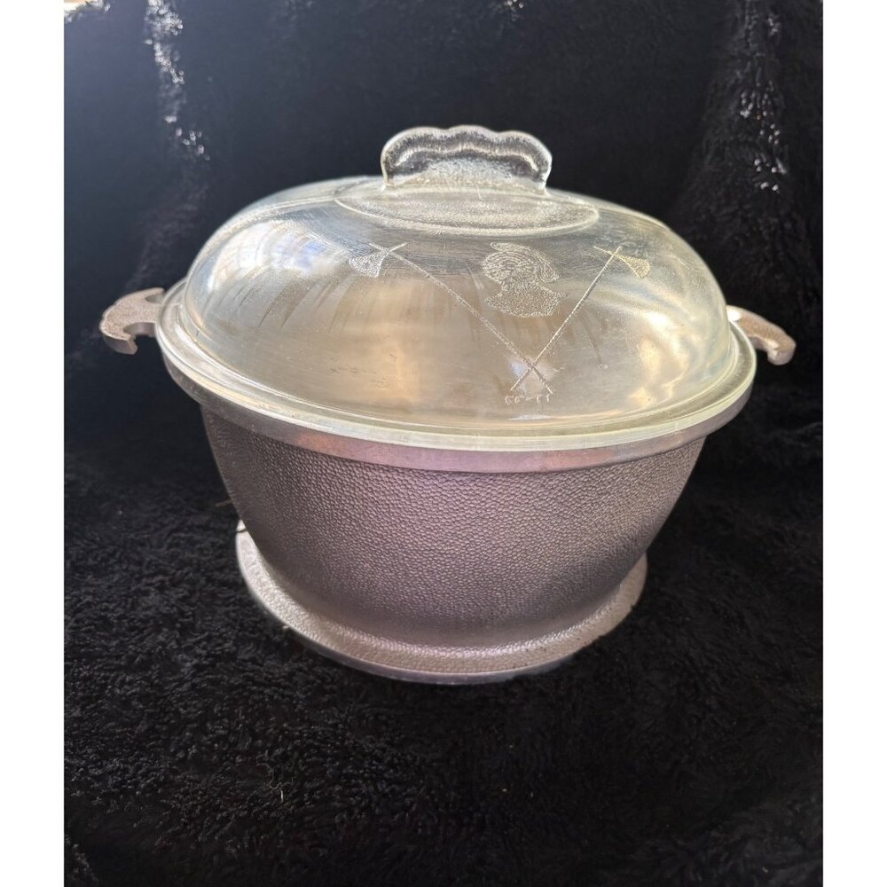 Guardian Service Ware Hammered Aluminum Dutch Oven Pot Pan Domed Glass Lid 4 Qt